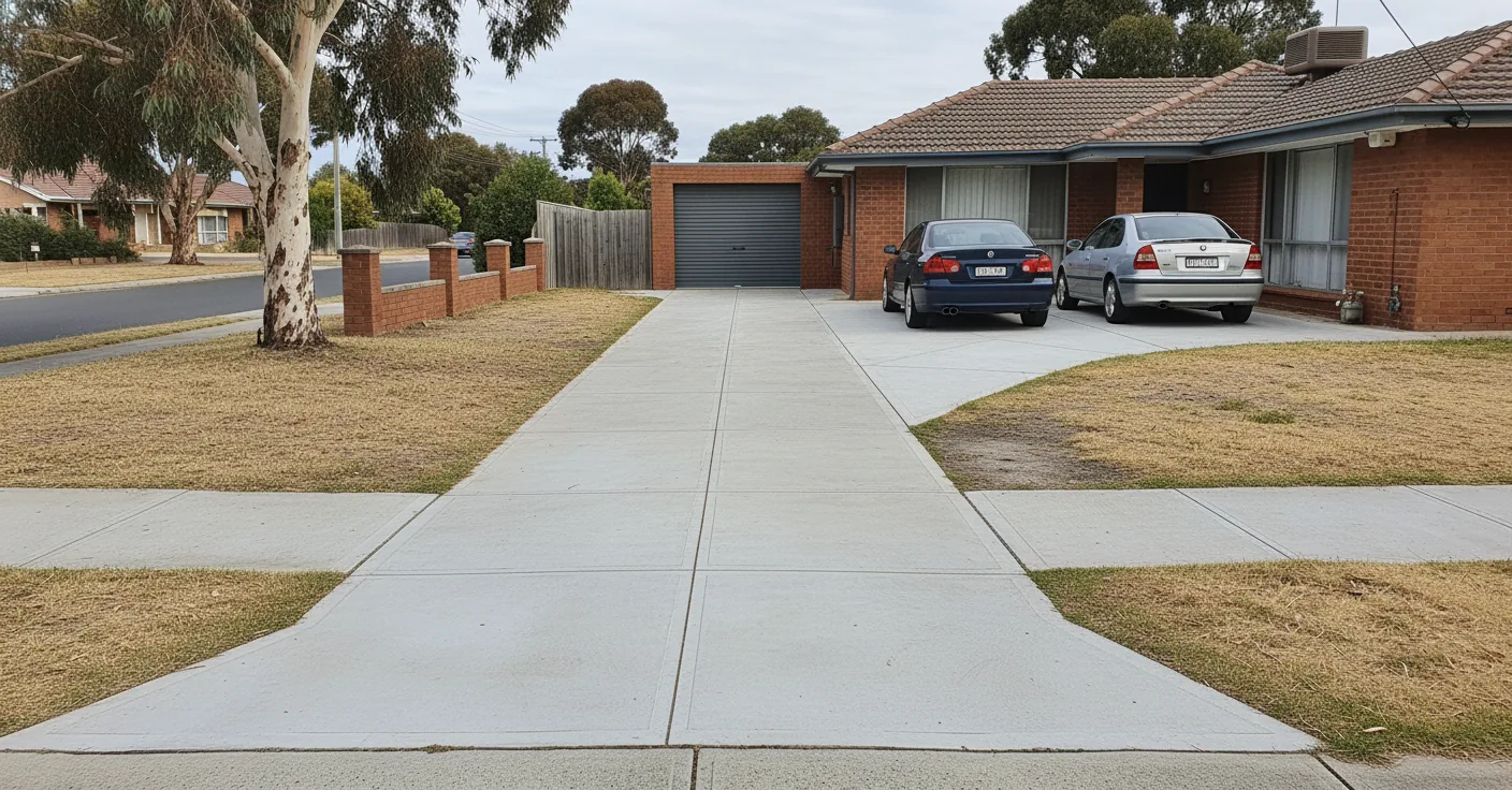 After — Cracked 1990s driveway replaced, Kurunjang