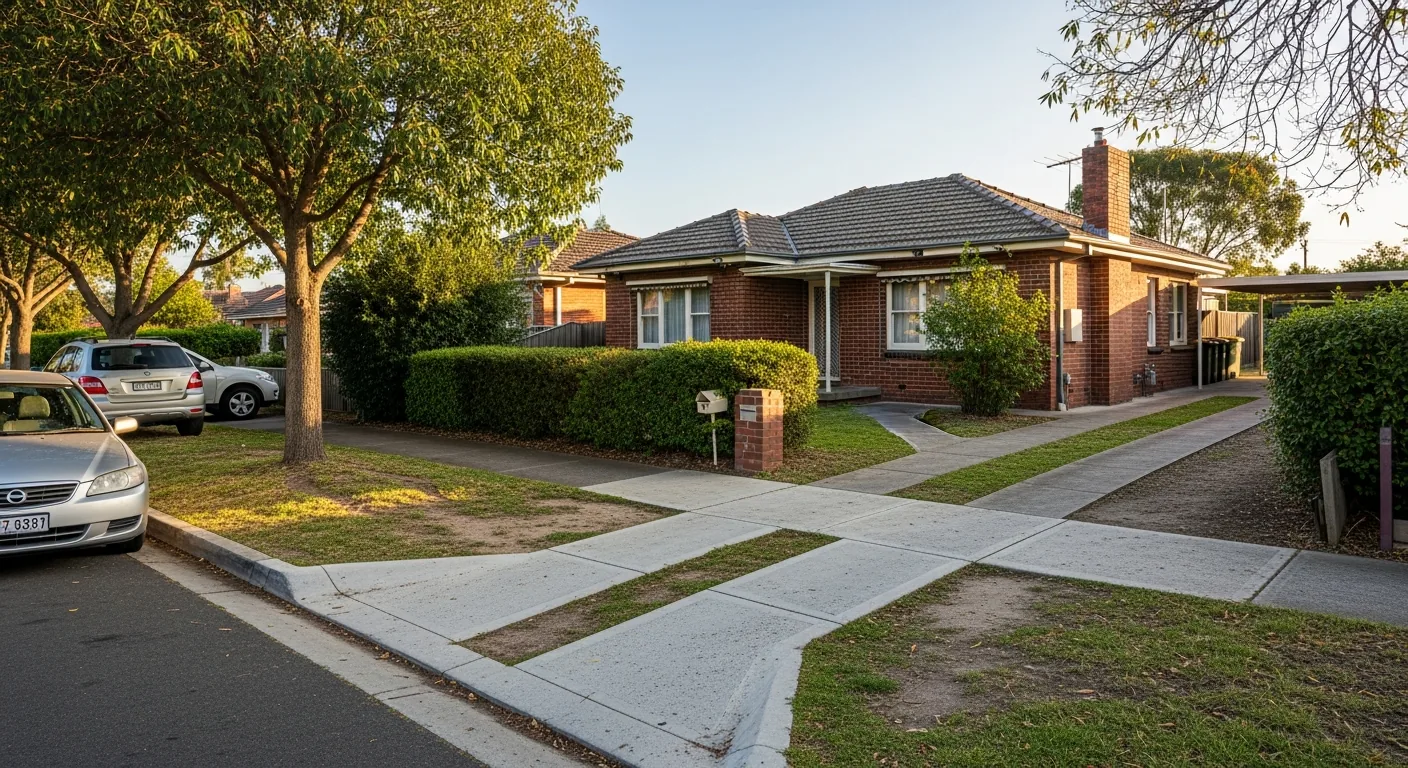 Before — Single crossing widened for two cars, Melton South